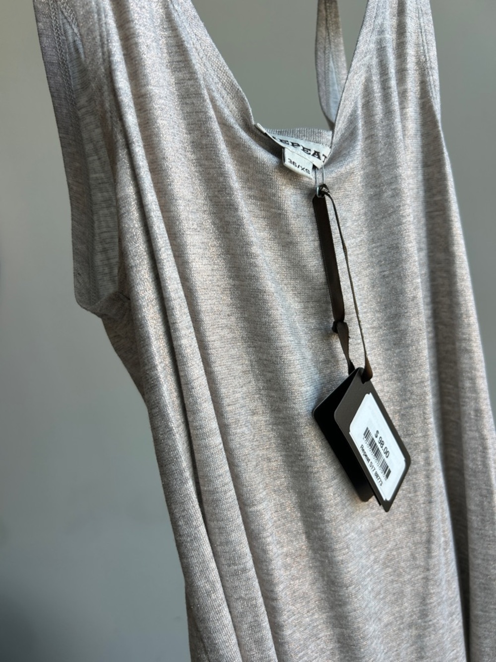Light Blush Metallic/Gray Sleeveless Knit Tank Top - Brand: